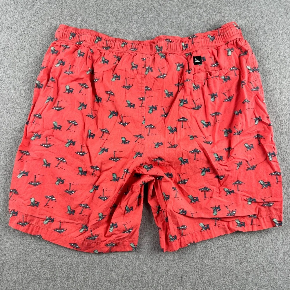 Imperial Motion Swim Shorts Mens L Chill Seekers Coral Pink Beach Print